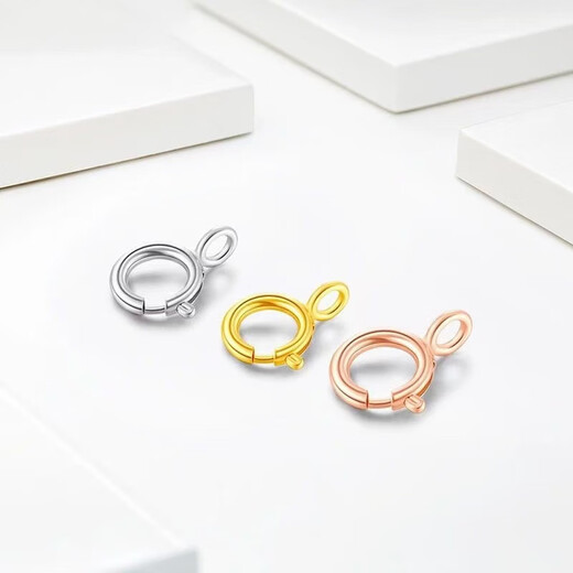 Jianhan genuine 18k gold universal buckle gold rose gold color gold platinum bracelet necklace connector buckle spring buckle accessories 18K gold spring buckle 4.0mm