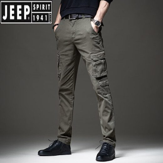 JEEP SPIRIT春季新款高端男士工装裤欧美修身弹力小脚裤多口袋休闲迷彩美式 691束脚迷彩白 28 【2尺1腰围】