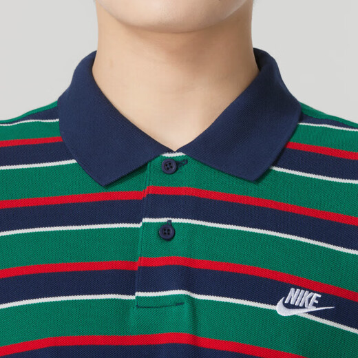 耐克（NIKE）短袖男装 夏季新款户外健身运动服POLO衫条纹百搭翻领休闲T恤 FN3897-410 2XL