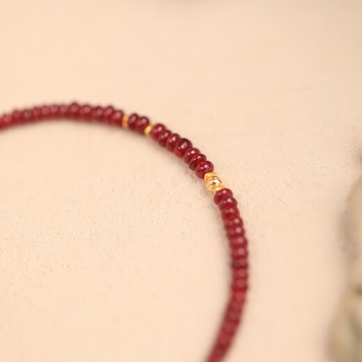 Li Shen 18k gold stone bracelet necklace imported laser gold pearl triangle pearl pigeon blood red beads strand broken gold bracelet