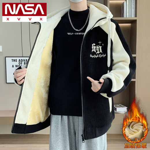 NASA XVVX Teenager plus Samt verdickte Cordjacke für Jungen im Herbst- und Winter-Baumwolljacke für warme Baumwolljacke für Jacke für Junior- und Senior High School 6625 Gray Beige White 4xl für 160-180jin [Jin gleich 0,5 kg]