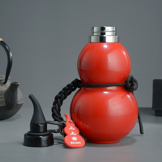 Yuhua gourd kettle 1000 ml insulated cup Myth 36 Wukong stainless steel sports cup outdoor large capacity Bagua sticker + 400ml black - Myth gourd - tied fairy rope 1L 316 stainless steel material / insulated wine bottle