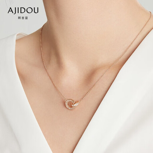 AJIDOU Ajidou necklace rose gold Roman ring retro high-end birthday gift for girlfriend rose gold necklace