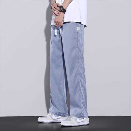 
Woodpecker casual pants for men 2025 summer new trend versatile wide-leg straight pants for men loose breathable casual pants for men 1048 black XL recommended 120-150Jin [Jin equals 0.5 kg]