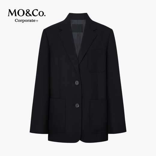 MO&Co. C+ Series Spring Suit with Sheep Wool Intellectual College Style Shoulder Pads MBE1BLA023 Navy Blue S 160