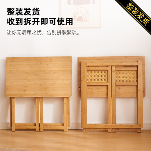 Bamboo garden bamboo folding study table and chair combination home complete desk bedroom small apartment computer table student writing table brown all-bamboo study table free installation