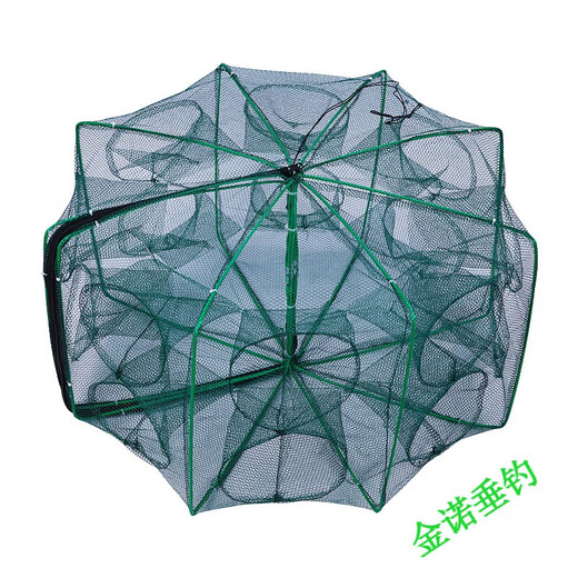 Bear fire folding shrimp pot polygonal round eel, loach, lobster fish net cage flower basket crab net fishing net nylon cloth shrimp pot 8 holes 20cm*60cm