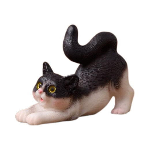 Handmade little orange cat ornaments, simulated kitten desktop small ornaments, creative micro-landscape resin crafts, children's cards, side-lying kitten (orange version)