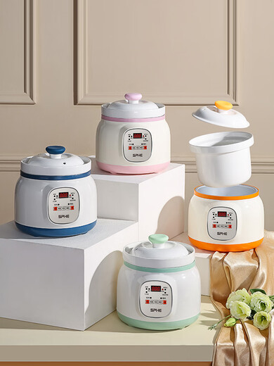 SPHE genuine Subo ceramic electric stew pot for porridge and porridge cooking artifact household large capacity fully automatic soup stew pot electric stew food supplement pot plug-in electric stew pot BB fast and slow stew pot 1.8L orange smart reservation model