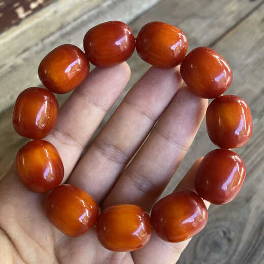 DYN natural old beeswax date bead bracelet two-color red skin chicken oil red beeswax bucket bead bracelet men's and women's amber