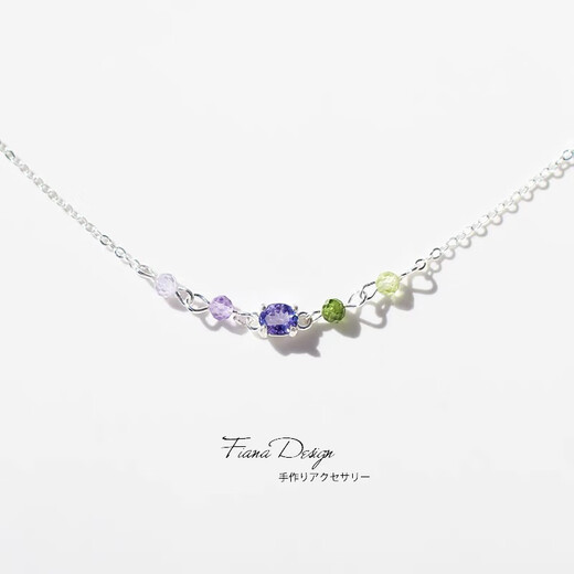 Shilian original design natural tanzanite amethyst peridot 925 sterling silver hypoallergenic niche necklace clavicle chain customized 40+5 adjustable necklace