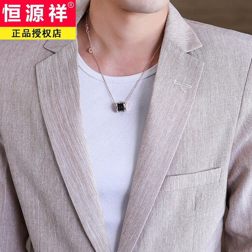 Hengyuanxiang suit suit for men 2025 new solid color thin Korean style trendy light mature style three-quarter sleeve jacket small suit set 929 black solid color M 90-105Jin Jin equals 0.5 kg