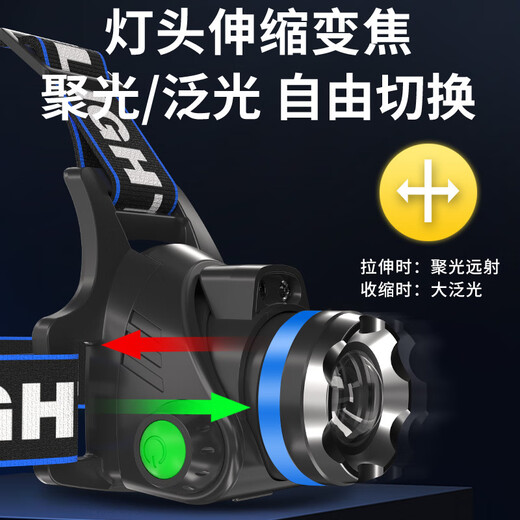 Original importierte japanische Handwerksscheinwerfer mit starker leichter und langer Akkulaufzeit, Bergsteigen und Angeln, Elektrizität des menschlichen Körpers ist super hell und lang, keine Induktion 9900W, 100 Stunden Akkulaufzeit, eingebautes Lithium