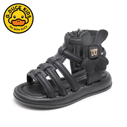 G.duck girls' Roman sandals 2025 summer new style medium and large children's soft-soled student shoes children's non-slip beach shoes baby shoes off-white 26 inner length about 16cm