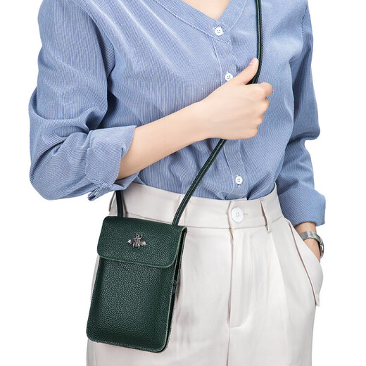 Yunfan Touchscreen Real Leder Mobiltelefon Tasche Mini Damen Crossbody Tasche Neue transparente Top -Layer -Brustwarzen kleine Leder -Mobiltelefontasche Weiche Leder 3519 Wein rot