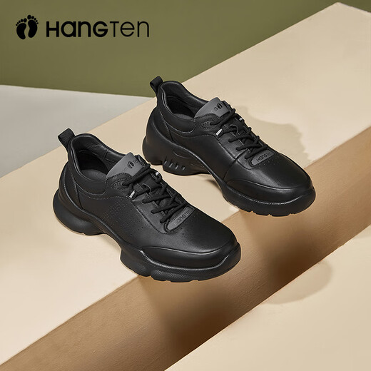 Joyous business casual men's shoes, comfortable autumn style men's dad shoes, lace-up casual sports leather shoes for men, Zijiang black 39