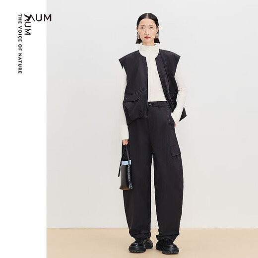 AUM (AUM) easy suit AUM spring new bud-shaped work-style vest black sickle pants black work-wear vest L