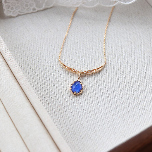 Pop Japanese agete style natural lapis lazuli tanzanite ring pendant hollow wings 925 silver gold-plated necklace pendant