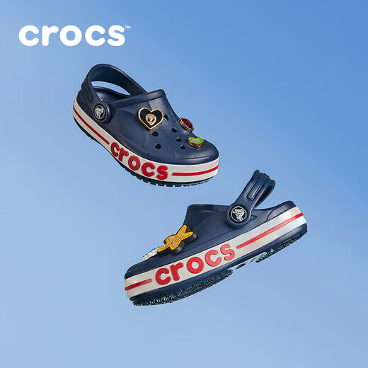 卡骆驰（CROCS）贝雅卡骆班儿童洞洞鞋沙滩鞋男女童包头拖鞋/207018/207019 深蓝色-410 34 (205mm)