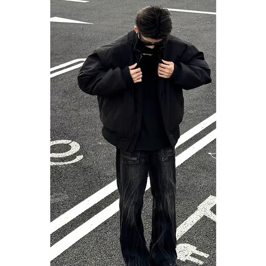 Zhiwei thickened cotton jackets for boys spring, autumn and winter new style zipper waterproof trendy cotton-padded jackets warm shirts XZ1213-M2527 black (cotton thickening)