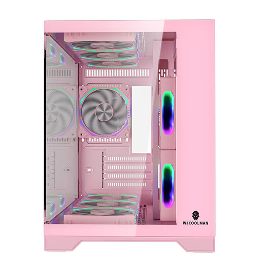 玩嘉 孤勇者无立柱matx主板电脑机箱360水冷海景房机箱纯白30/40系列超长显卡侧透主机箱 孤勇者粉色