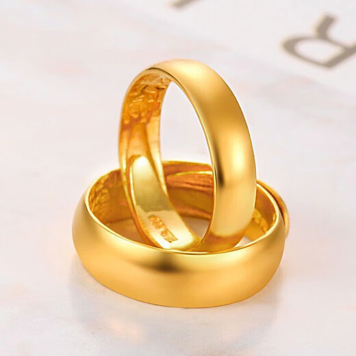 AYD Old Phoenix Gold Store Model Gold Smooth Ring Gold-clad Silver 999 Pure Gold Pure Silver Plain Ring Live Ring for Your Lover Smooth Live Ring Comes with Saturday Blessing Gift Box + Certificate Invoice