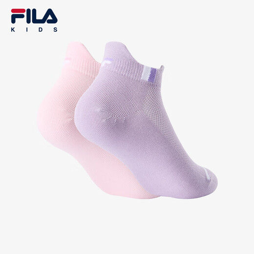 FILA Antibacterial Children's Socks 2025 Summer New Children's Elastic Breathable Low-Waist Socks 2-pack Qin Pink/Hibiscus Purple-99 9-12 years old XL