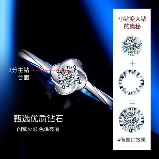 Centennial-old Feixiang platinum diamond ring women's platinum diamond engagement ring 520 Valentine's Day gift for girlfriend divided days