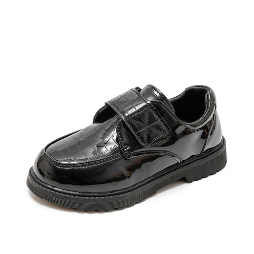 Vinoa Children's Shoes Boys' Leather Shoes Spring and Autumn 2025 New Korean Style Soft Sole Black Middle and Large Children's Primary School Students Campus Performance Shoes A-320 Black 27 Inner Length 17cm