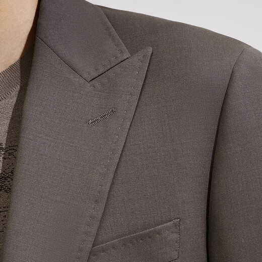 Anniversary Bird Suit Men's Spring New Men's Machine Washable Wool Business Formal Double Slit Suit and Trousers Suit Brown Plain Plain Face 52 B(185/108) /Please note waist or trousers