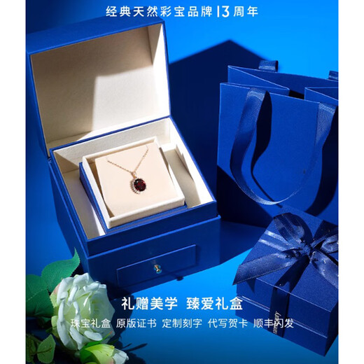 Orenchi Necklace for Women Pigeon Blood Red Garnet Diamond Pendant 18K Luxury Jewelry Wedding Anniversary Birthday Gift for Wife 9 Carat 18K Gold Garnet Necklace