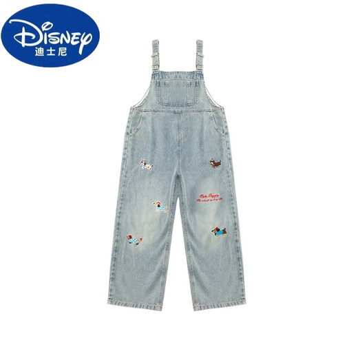 Disney (Disney) Girls Overalls Set 2025 New Children's Denim Overalls Korean Style Western Style Girls Overalls Two-piece Set Dachshund Denim Overalls Single Piece 160 cm