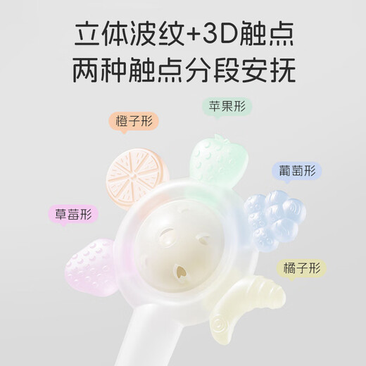 Dr. Ma's Baby-Beißring, Handrassel, Silikon, Baby kann Backenzähne beißen und Beißmusik, Handrassel, Mundspielzeug, weiß