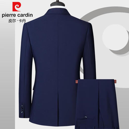 Pierre Cardin High-end Men's Suit Commuting Business Formal Wear 2025 New Four Seasons Professional Dress Slim Jacket No Ironing Blue XL 180
