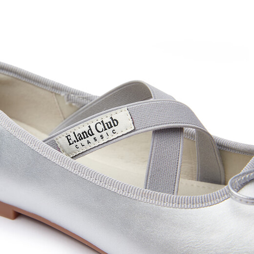 E LAND KIDS 25th spring and summer new girls trendy retro bow round toe shoes Silver/91 21 210mm