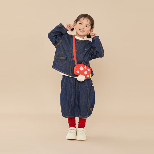 Papa climbing spring children's coat skirt parent-child wear soft denim casual and versatile navy blue skirt-adult 160