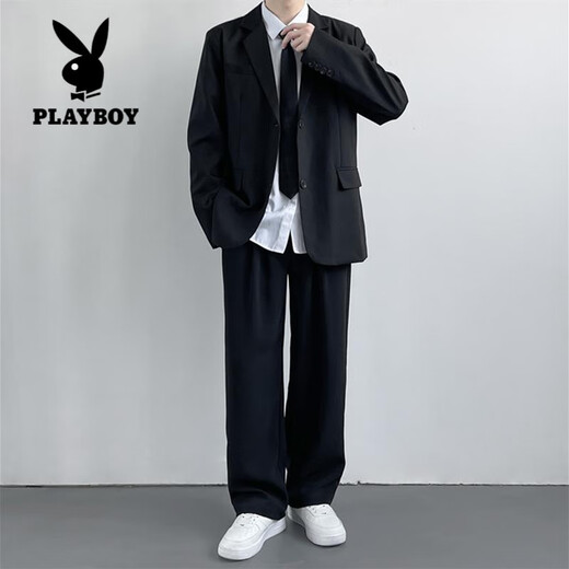 Playboy (PLAYBOY) DK uniform junior high school high school casual suit men's and women's suit college student professional formal wear JK suit class uniform two-piece suit jacket + trousers XL