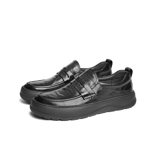 Belle Thick Sole Business Shoes Men's 2025 New Spring Cow Leather Casual Leather Shoes A1841AM5 Black - Set of Feet 41