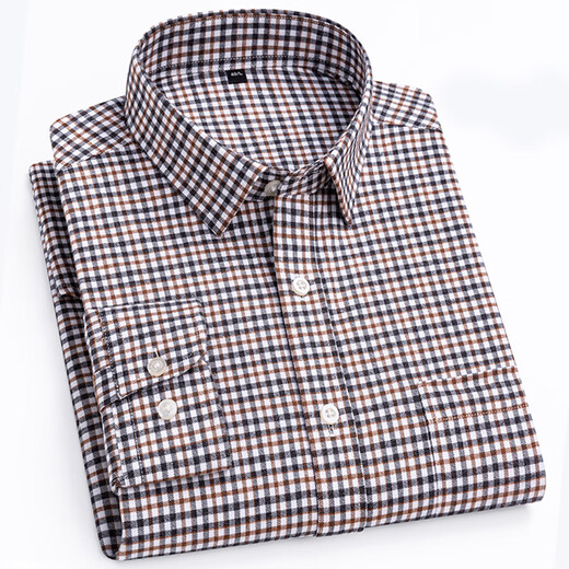 诺贝尔保罗（NOBOLPAUL）100%纯棉长袖衬衫男加厚免烫法兰绒全棉磨毛格子中青年衬衣男装 MG693暗绿格 41