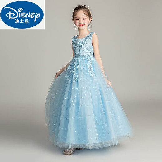 Disney Girls Princess Rock Langer Rock Sommershow Host Hochzeitskleid Super Fairy Blumenkleid Kinderkleid Kinderleistung Kleid geschwollene Rock 683 Mesh [Champagner] [Collect und Geben Sie Krone] 110