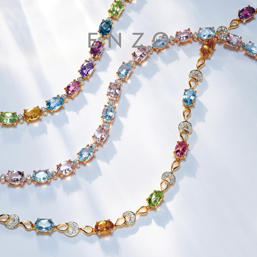 Chow Tai Fook ENZO Neon Carnival 18K Gold Colorful Gemstone Diamond Bracelet Women EZV8901 Birthday Gift 15cm