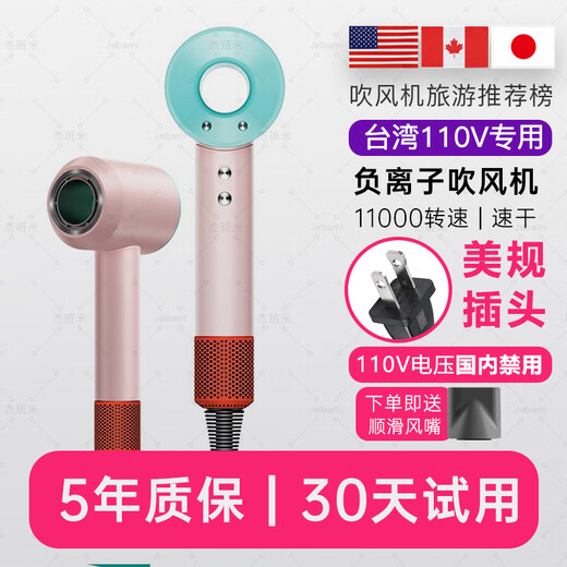 JEBANNI American Standard 110V Hair Dryer British Standard 220V Negative Ion Hair Dryer Home Taiwan American Standard Hong Kong Version Huaqiangbei American Standard 110V-Macaron Single Air Nozzle-Domestic Ban