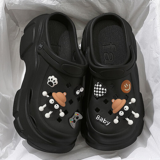 Femaiibo-Dicke-Loch-Lochschuhe für Frauen Neue Sommerkleidung 6 cm erhöhte Strandsandalen Zehenschuhen Eva9901 Elf-White 36-37
