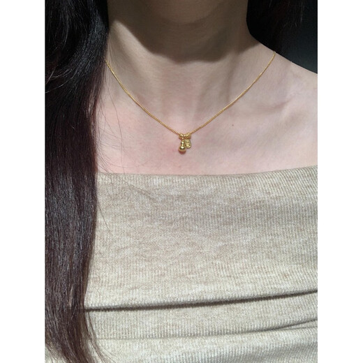 OFK Old Phoenix 999 gold small gourd clavicle necklace is exquisite, compact and niche with simple design
