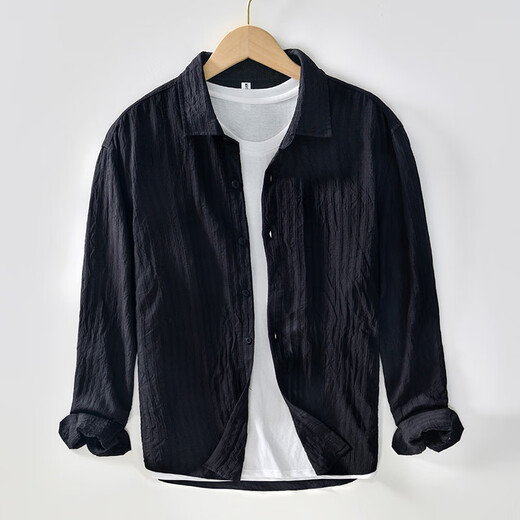 Baumwoll japanische langärmelige Hemd Herren 2025 Frühlings- und Sommertops Inch Shirt Herrenmode und vielseitiges Freizeithemd 1005 Weißer regulärer XL