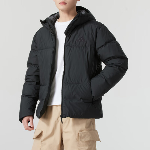 Adidas official store men's clothing 2025 summer new sportswear outdoor windproof warm and cold jacket casual down jacket JV6187 M