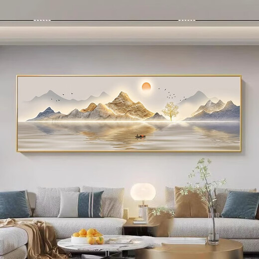 LNGA LANDGRE moderne lumière luxe salon décoration peinture soleil levant canapé fond tenture murale peinture bonne signification paysage peinture horizontale T12178 240*80 CM
