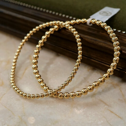 Taste Ju 18K gold elastic stretchable, easy to wear and more durable, versatile stacking holy product non-elastic cord, ready stock 4mm beads - total length 17cm (within 16cm
