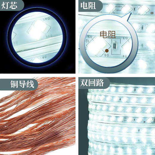 Fanyao outdoor waterproof light strip led super bright light strip 220v special engineering high voltage light strip for living room exterior wall 120 beads-white light-20 meters