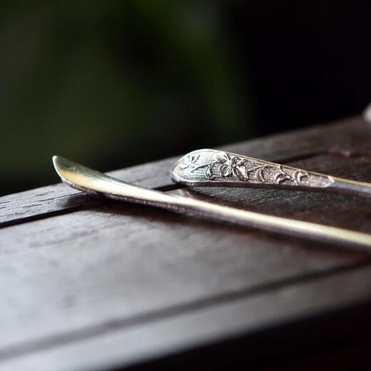 S925 silver hairpin simple embossed peony Chinese style ancient style hairpin new Chinese style republic of China rich and powerful - single